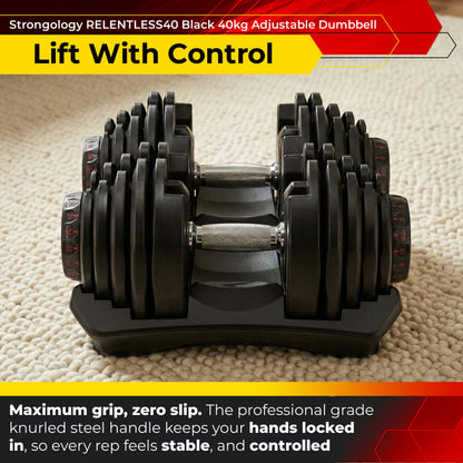 Strongology RELENTLESS40 Adjustable Dumbbells Pair