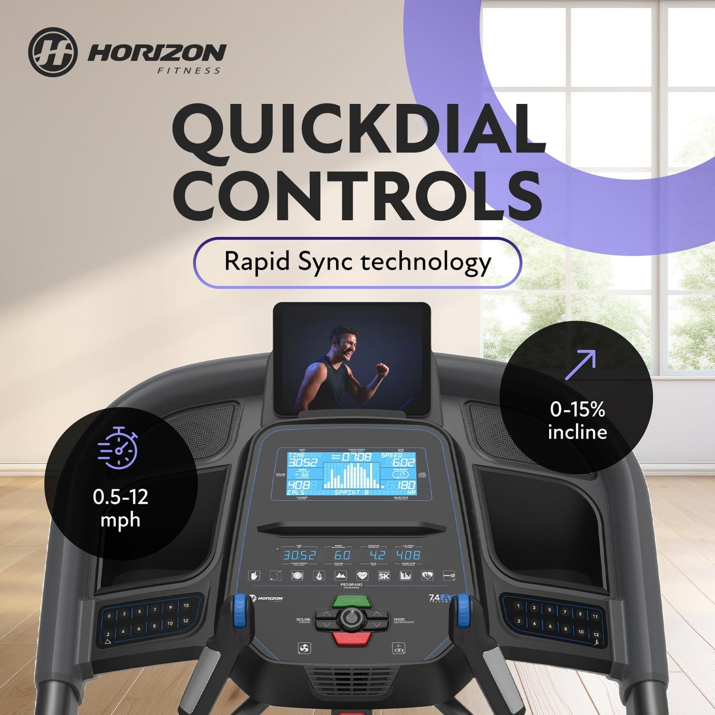 Horizon 7.4AT 24 Grade A Folding Treadmill with Bluetooth