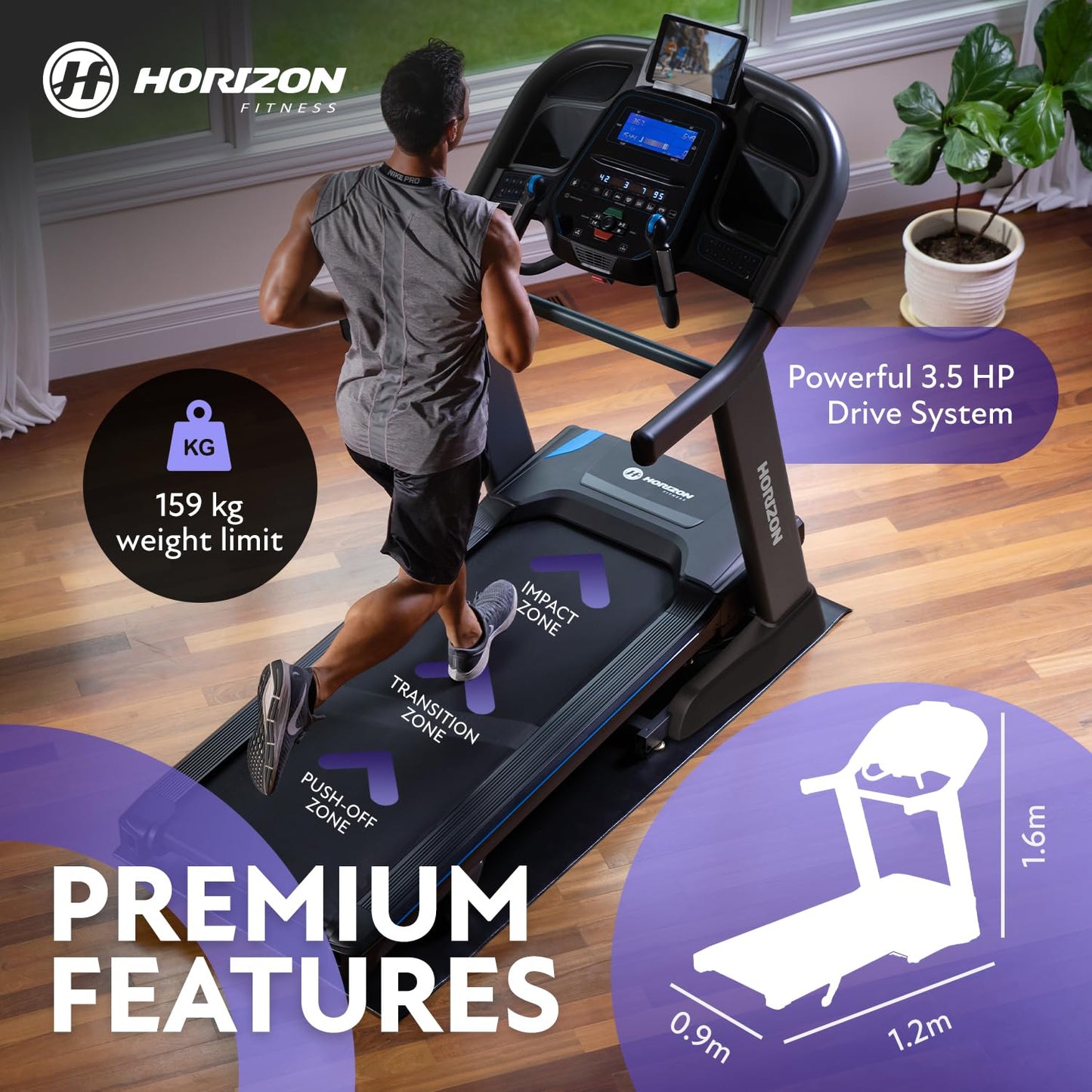 Horizon 7.4AT 24 Grade A Folding Treadmill with Bluetooth