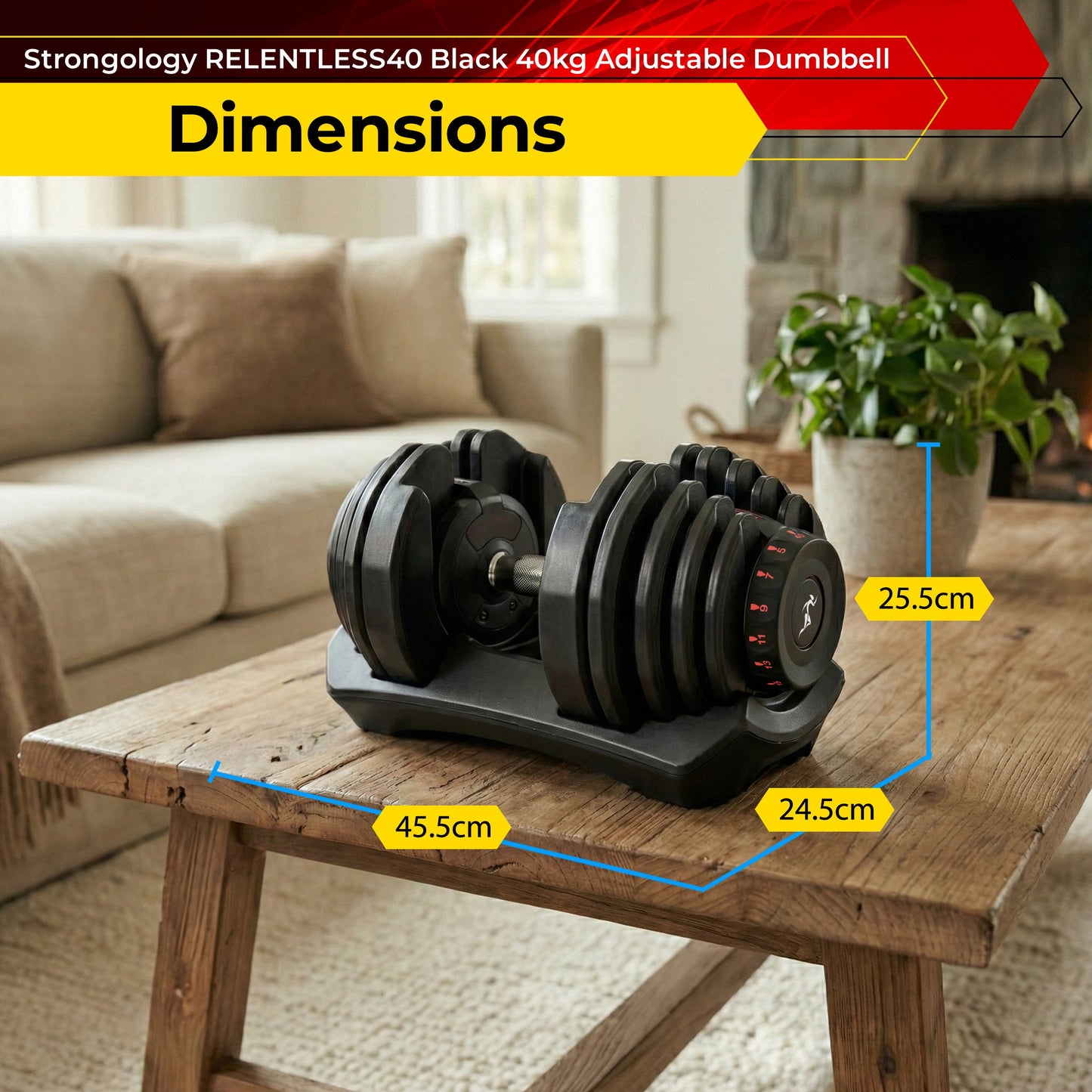 Strongology RELENTLESS40 Adjustable Dumbbells Pair