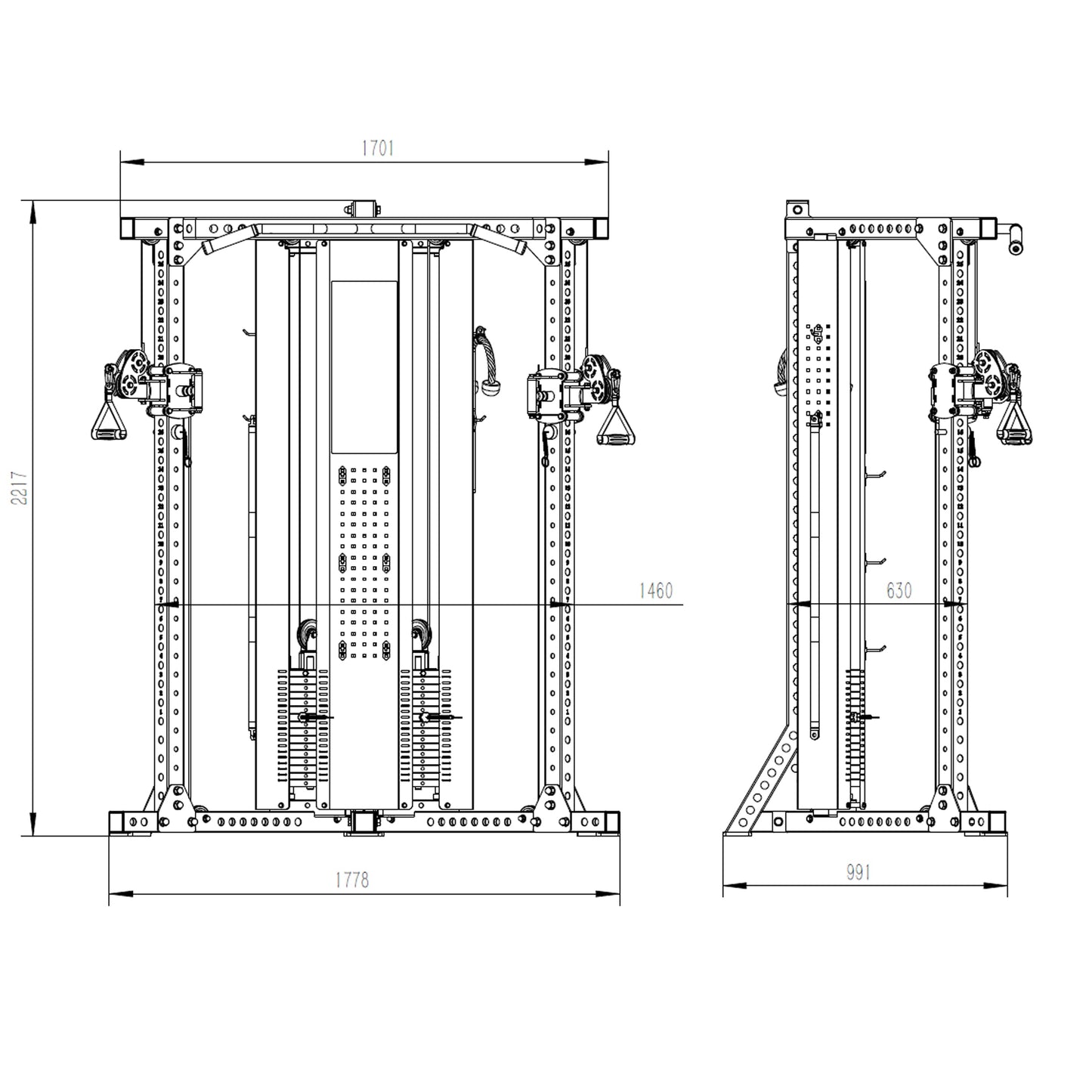 Rival S-Series Dual Adjustable Pulley Cable System - Dual 100KG Weight Stacks