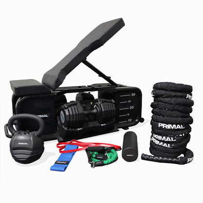 Primal Personal Series HIIT Bench Package with Adjustable Dumbbells