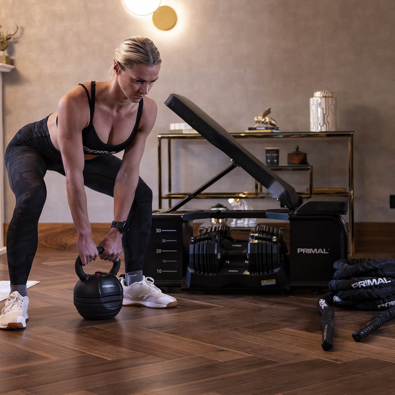 Primal Personal Series HIIT Bench Package with Adjustable Dumbbells
